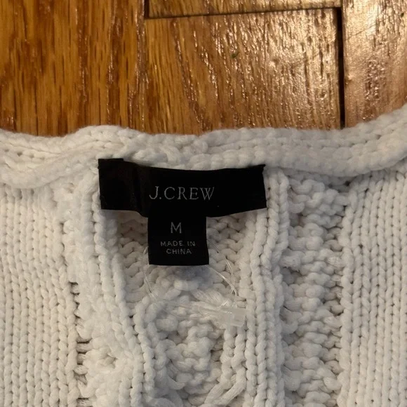 J. Crew Women’s White Cable-Knit V-Neck Cropped Sweater M - Picture 2 of 7